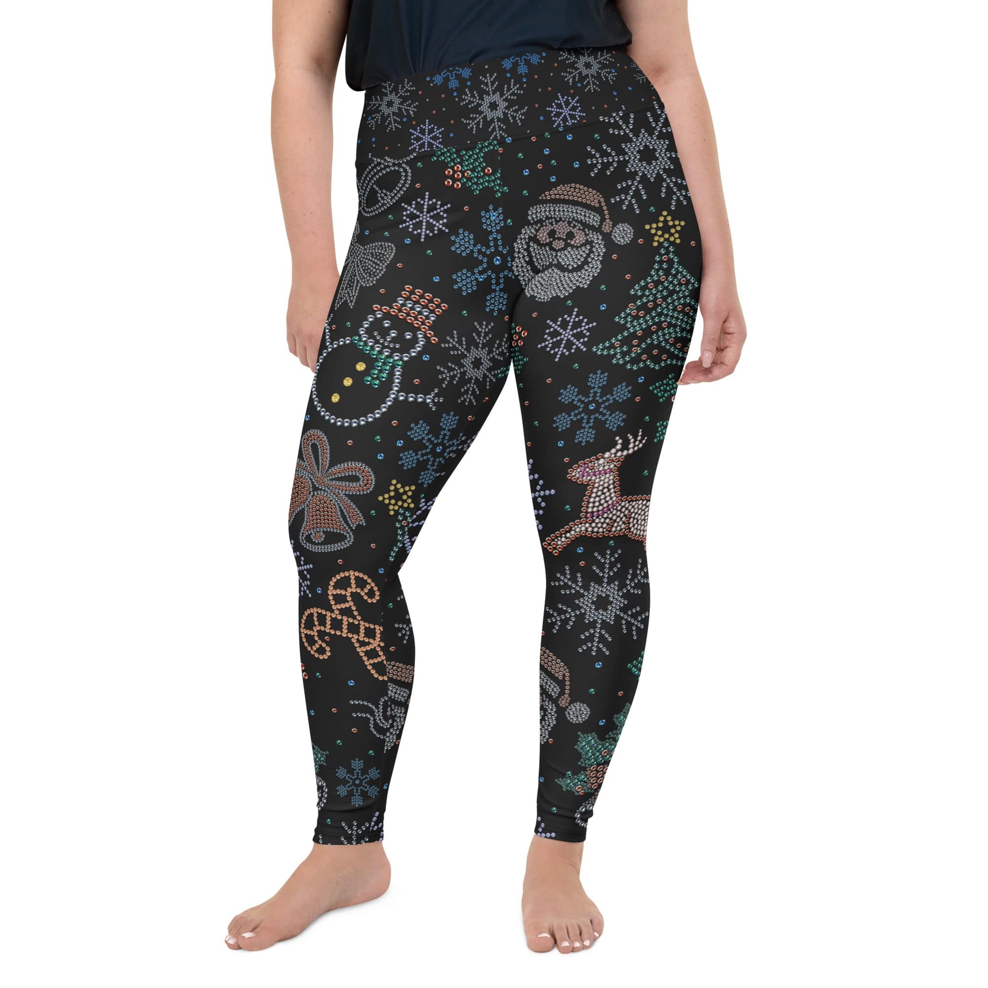 Faux Rhinestone Christmas Plus Size Leggings