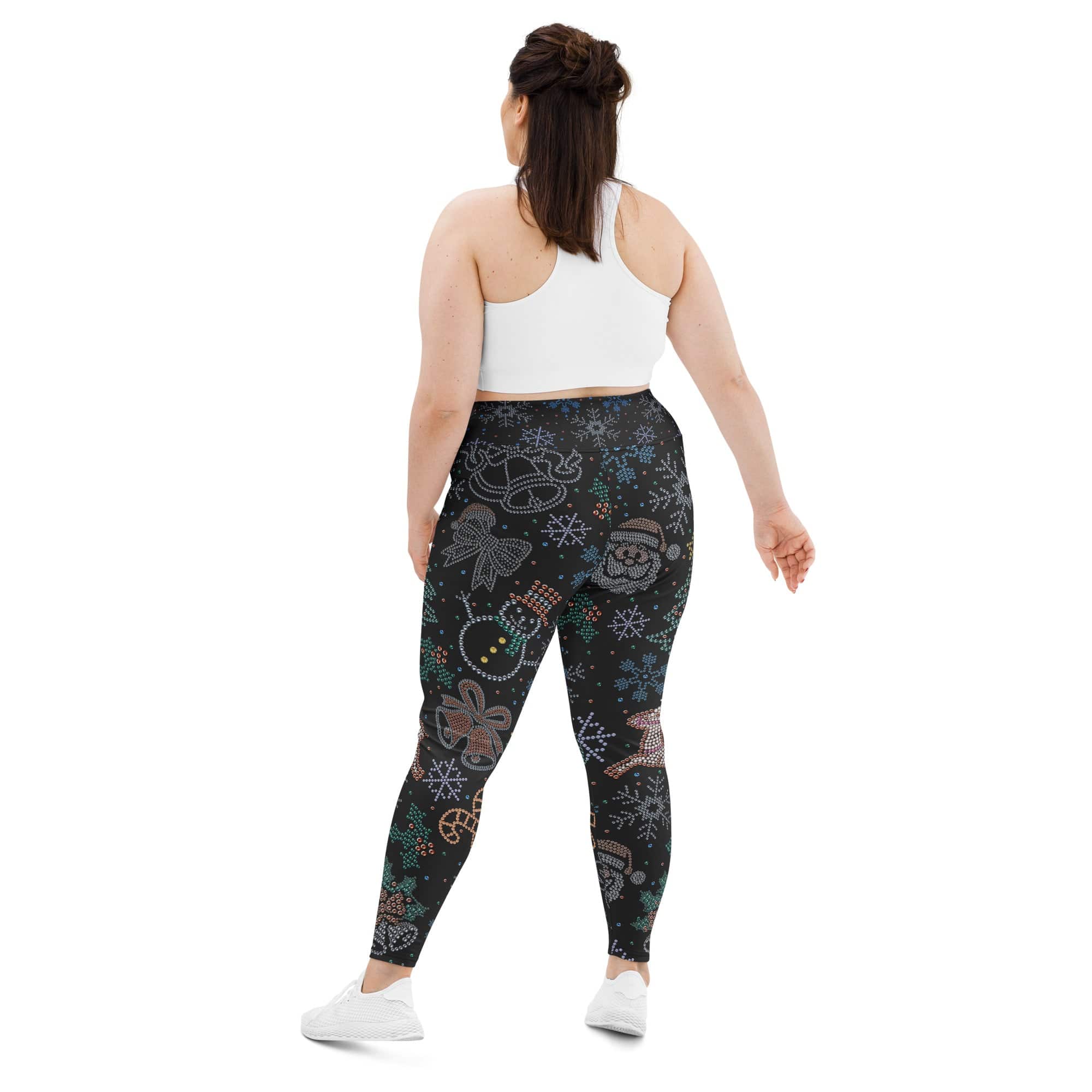 Faux Rhinestone Christmas Plus Size Leggings