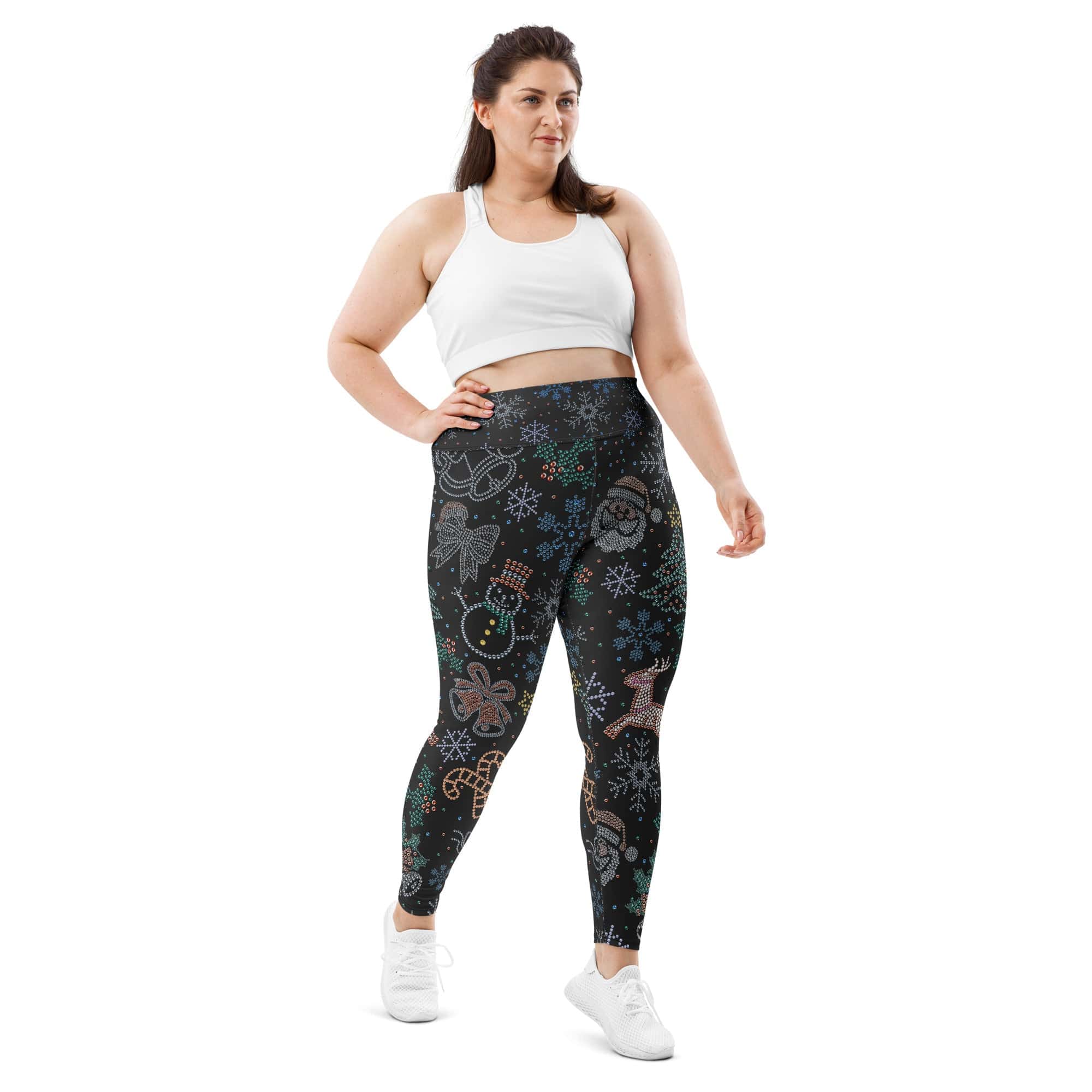 Faux Rhinestone Christmas Plus Size Leggings