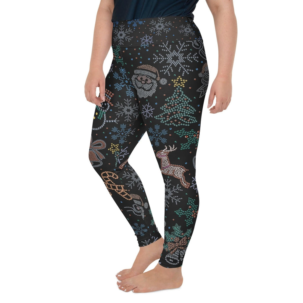 Faux Rhinestone Christmas Plus Size Leggings