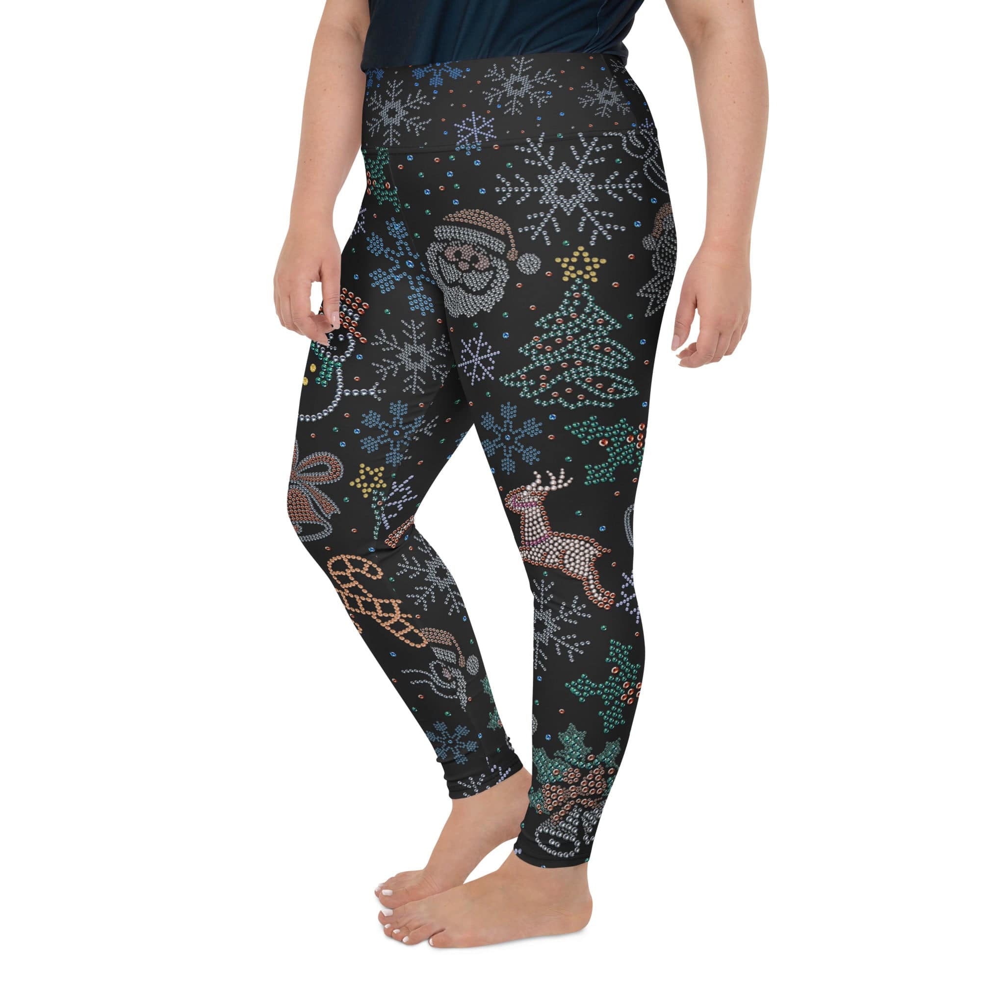 Faux Rhinestone Christmas Plus Size Leggings