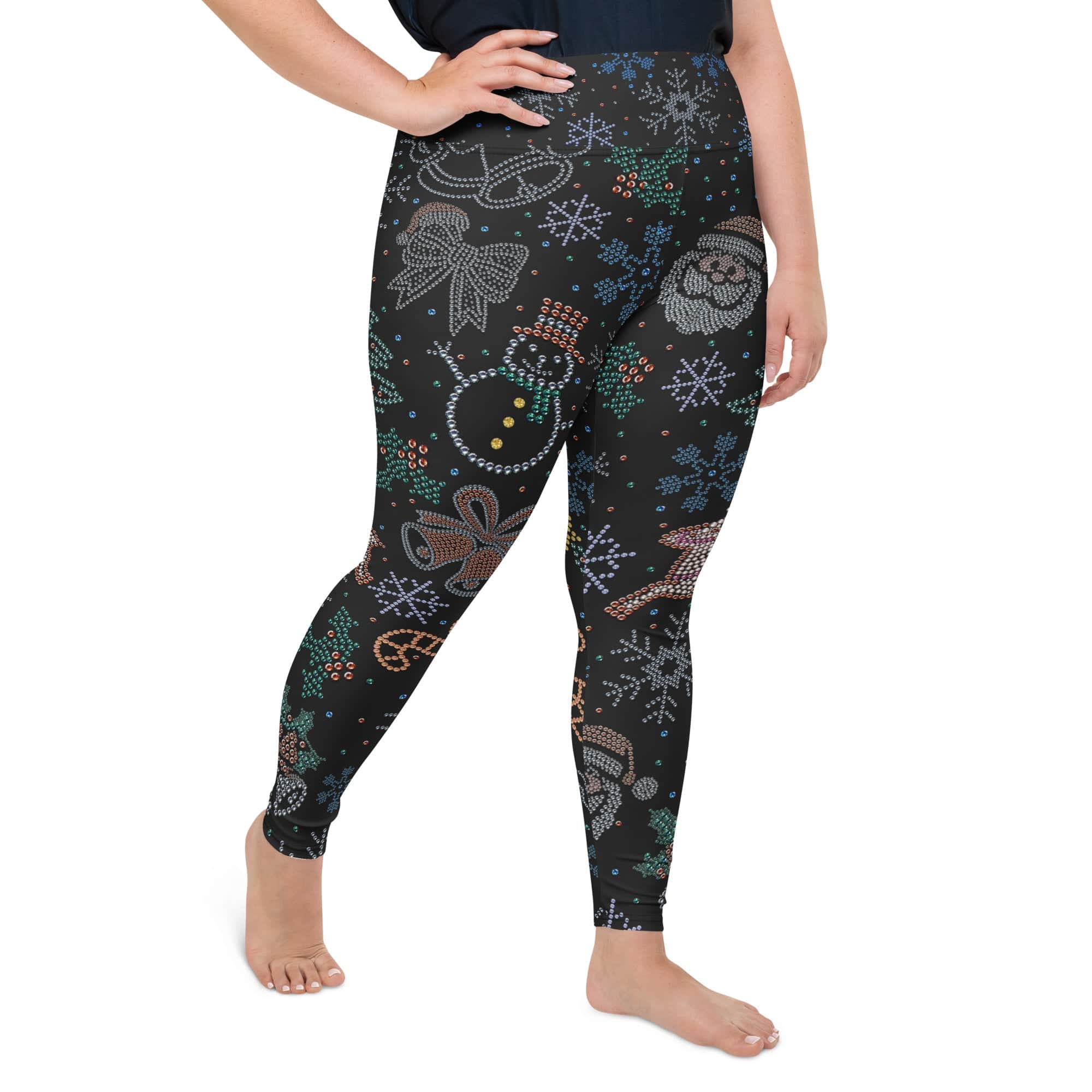 Faux Rhinestone Christmas Plus Size Leggings