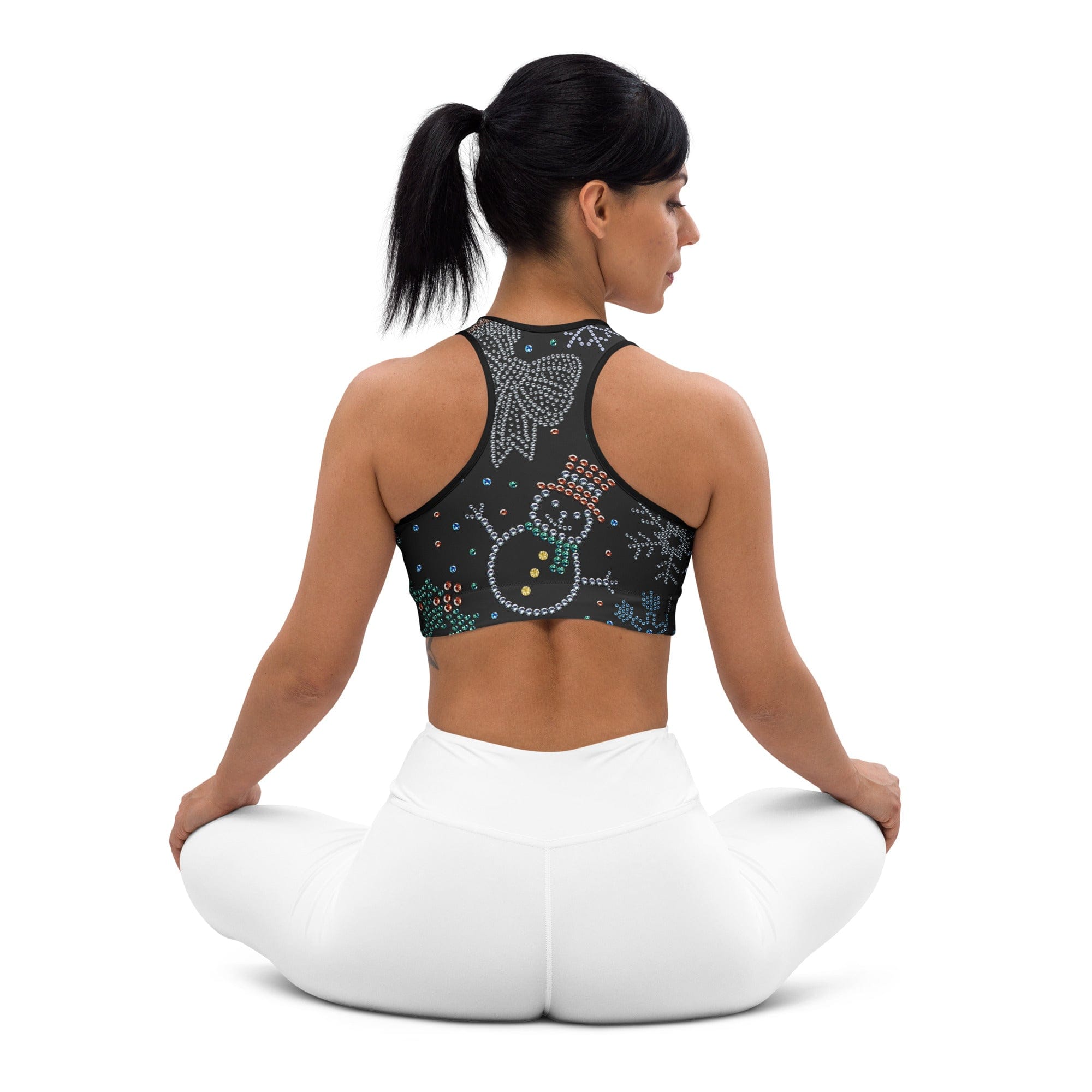 Faux Rhinestone Christmas Sports Bra