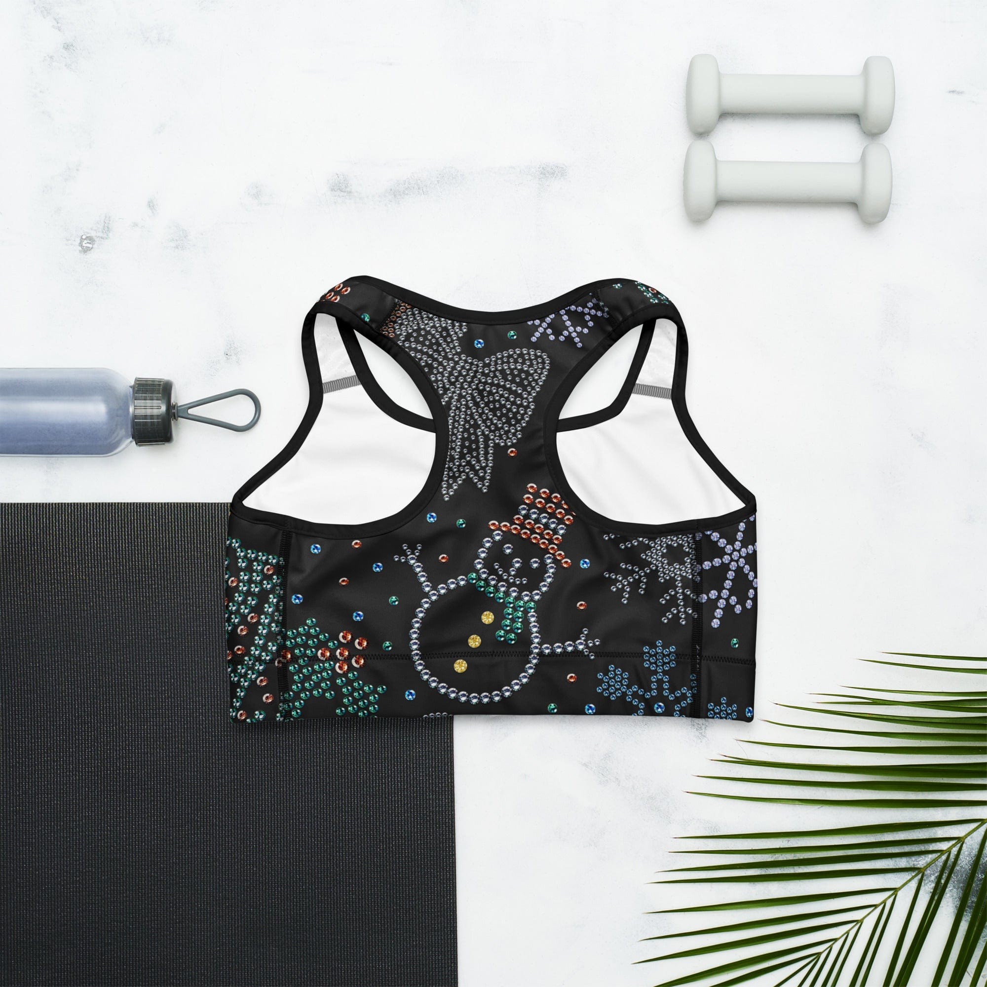 Faux Rhinestone Christmas Sports Bra