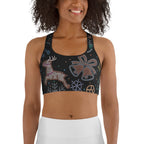 Faux Rhinestone Christmas Sports Bra