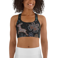 Faux Rhinestone Christmas Sports Bra