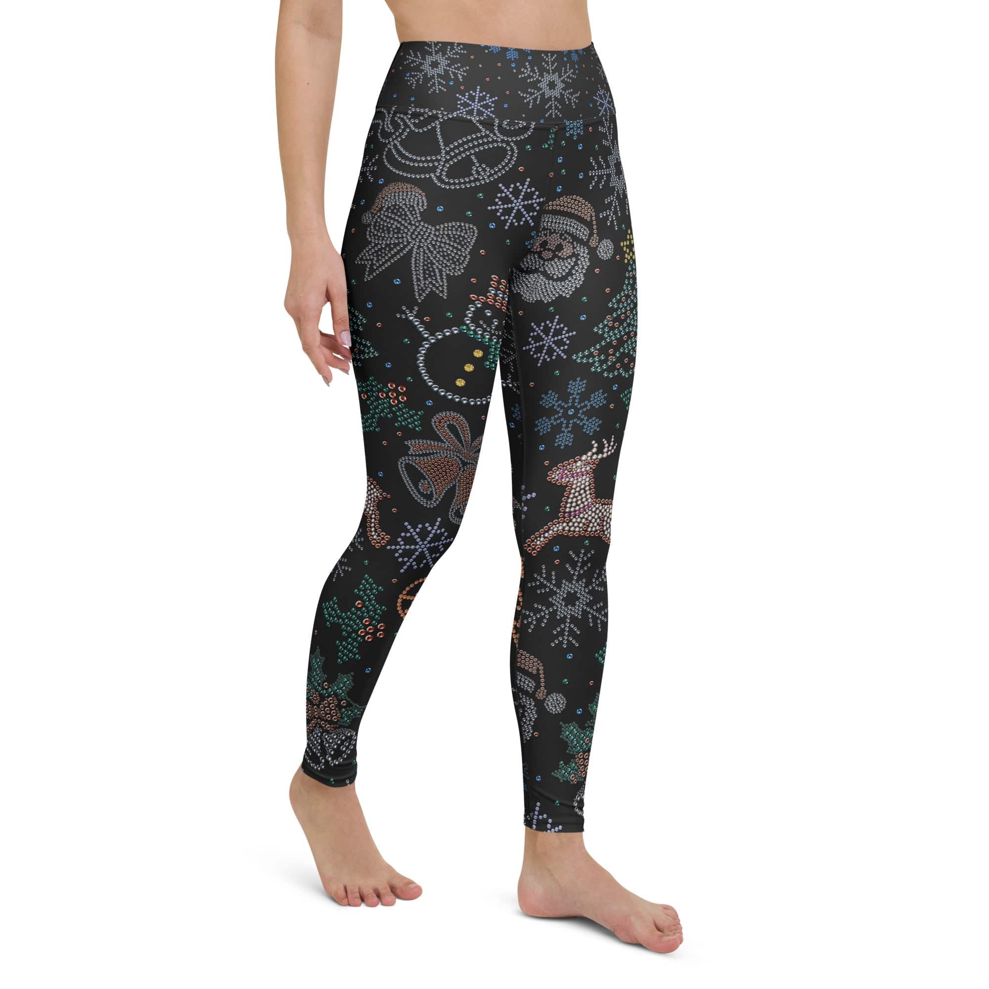 Faux Rhinestone Christmas Yoga Leggings