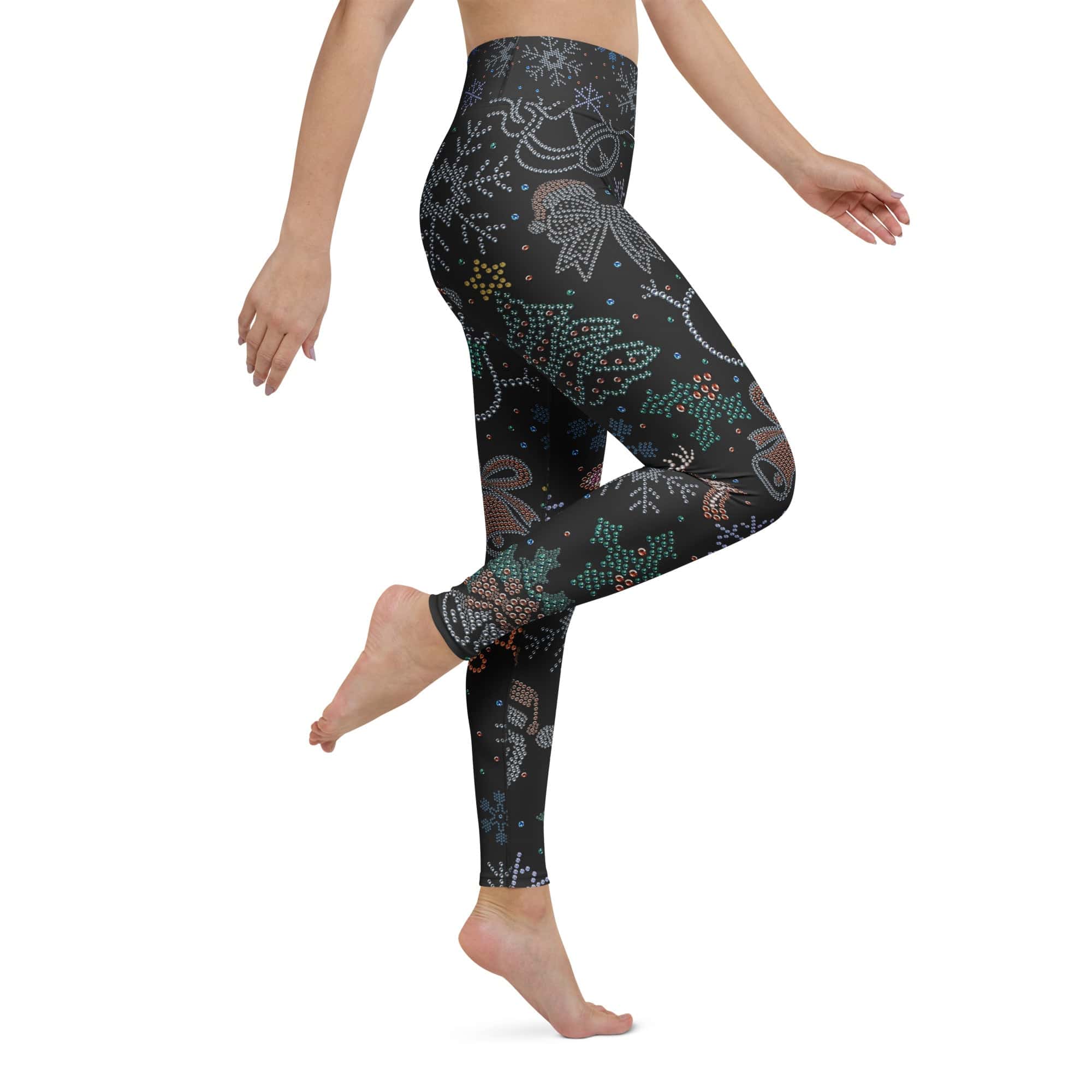 Faux Rhinestone Christmas Yoga Leggings