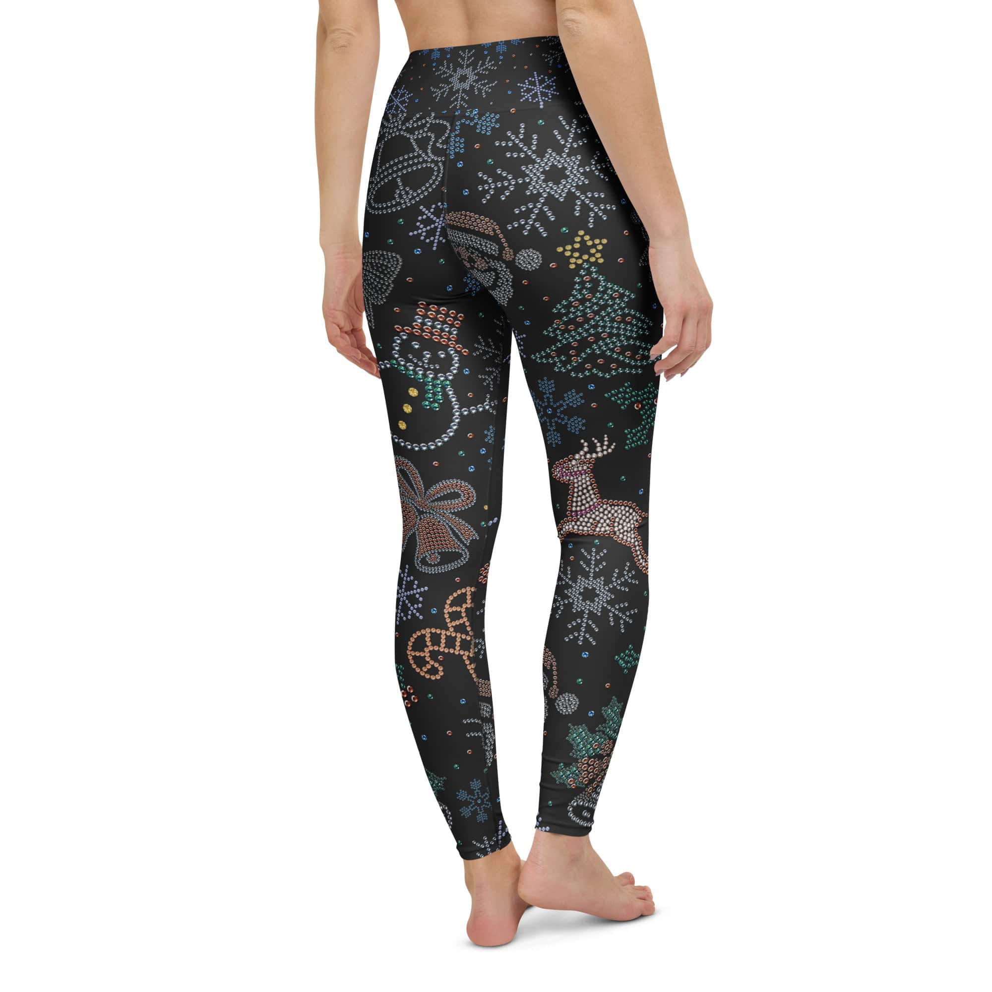 Faux Rhinestone Christmas Yoga Leggings