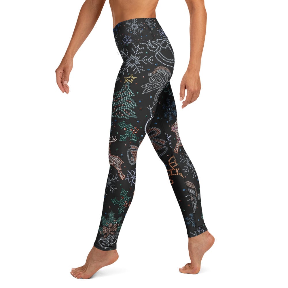Faux Rhinestone Christmas Yoga Leggings