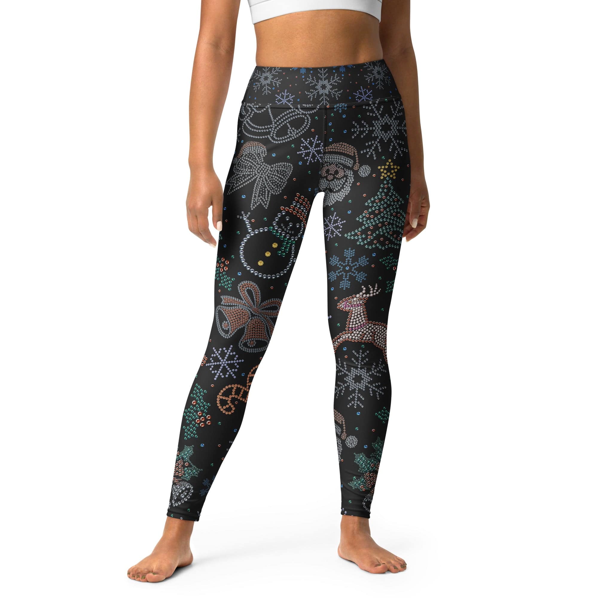 Faux Rhinestone Christmas Yoga Leggings