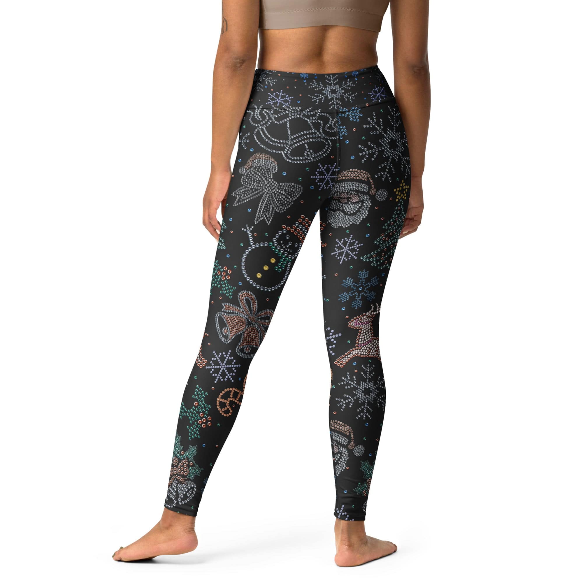 Faux Rhinestone Christmas Yoga Leggings
