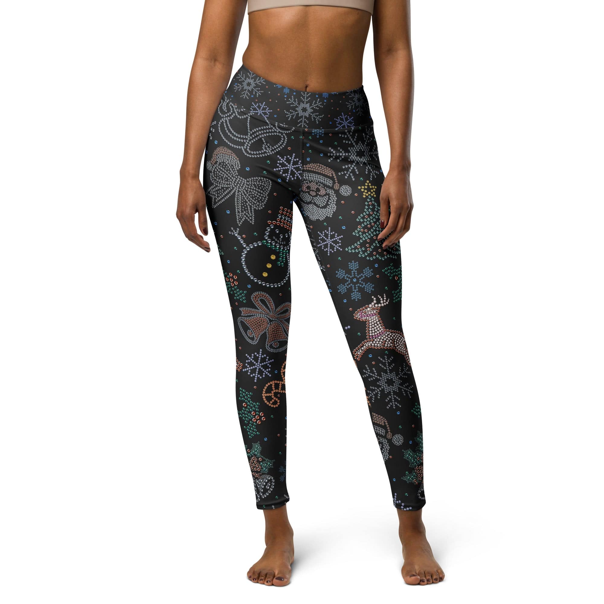 Faux Rhinestone Christmas Yoga Leggings