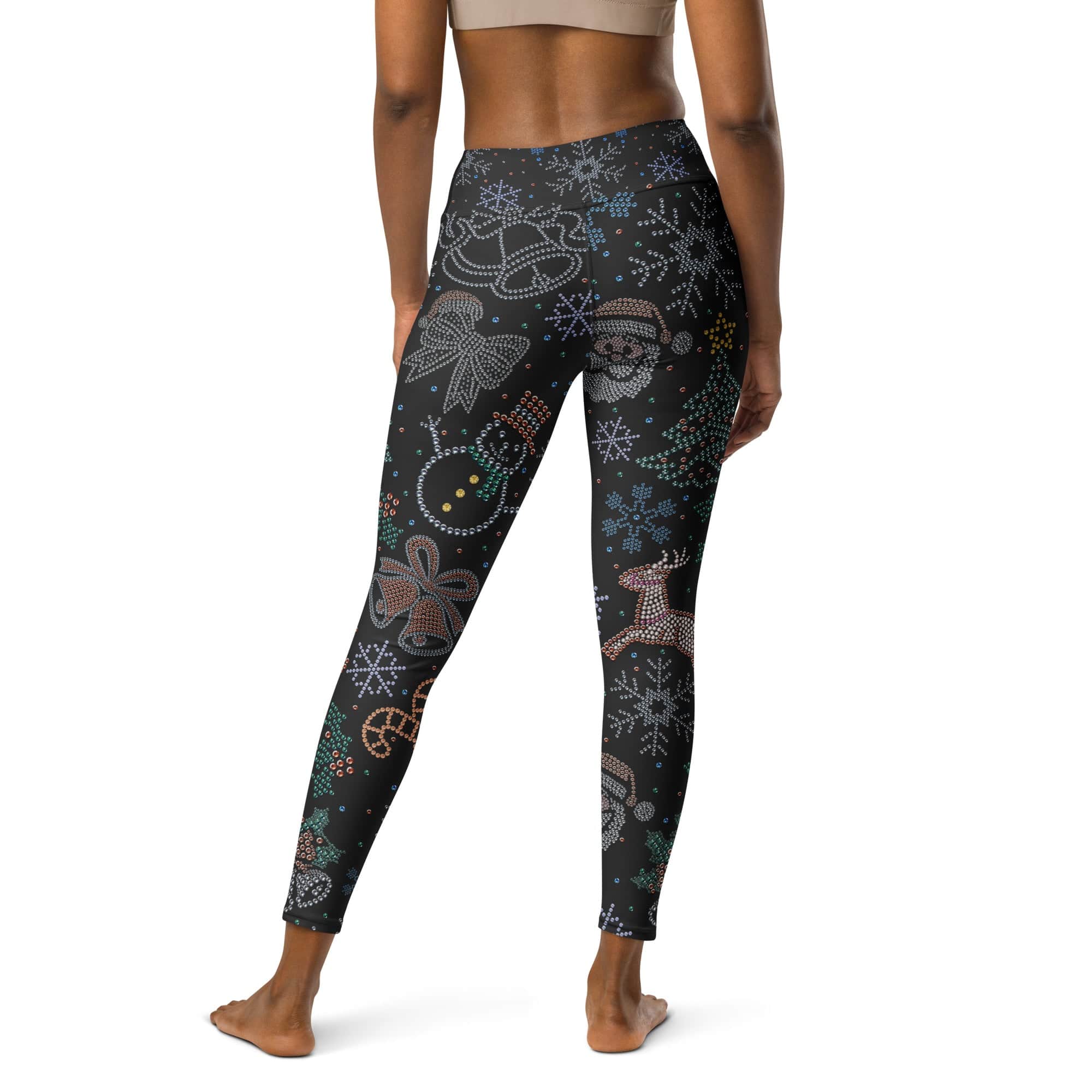 Faux Rhinestone Christmas Yoga Leggings