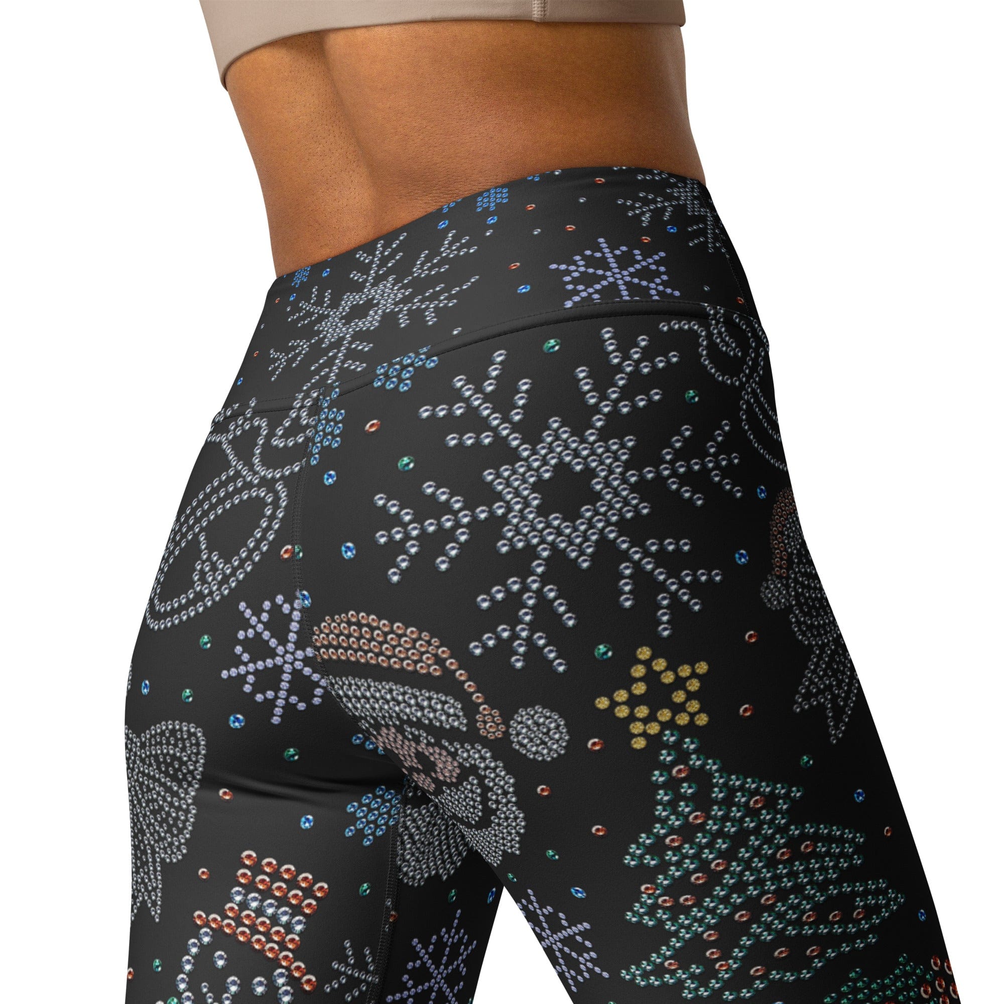 Faux Rhinestone Christmas Yoga Leggings