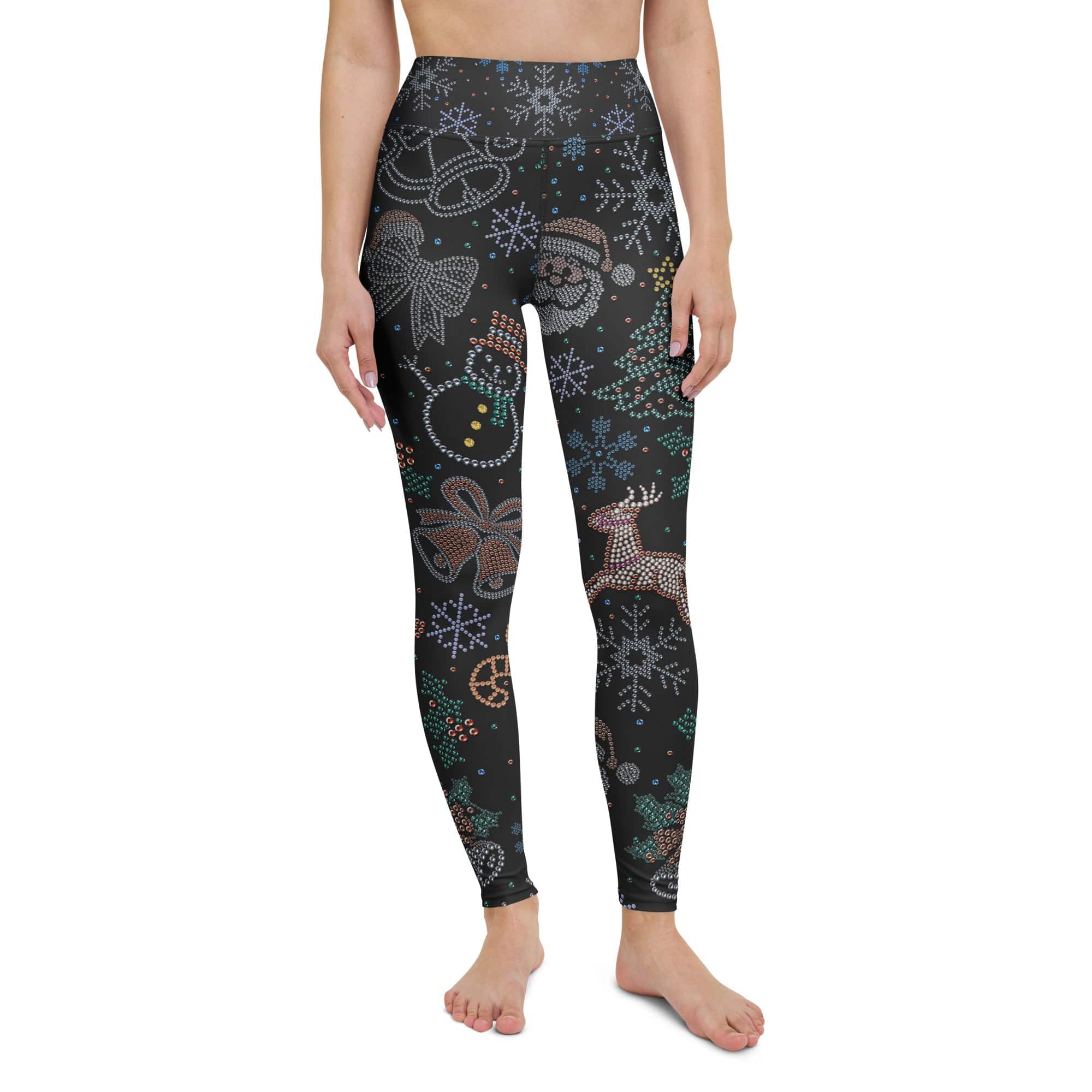 Faux Rhinestone Christmas Yoga Leggings