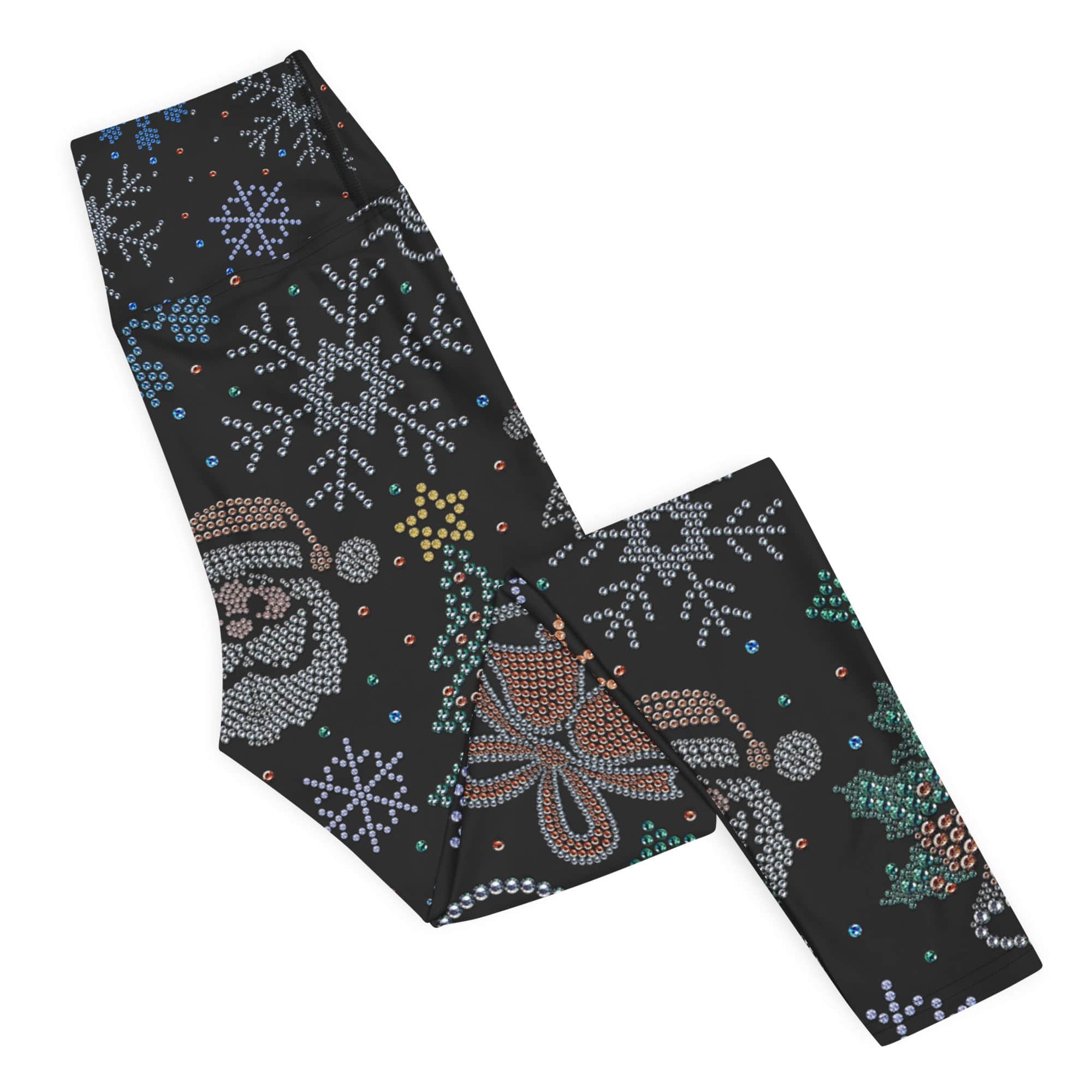 Faux Rhinestone Christmas Yoga Leggings