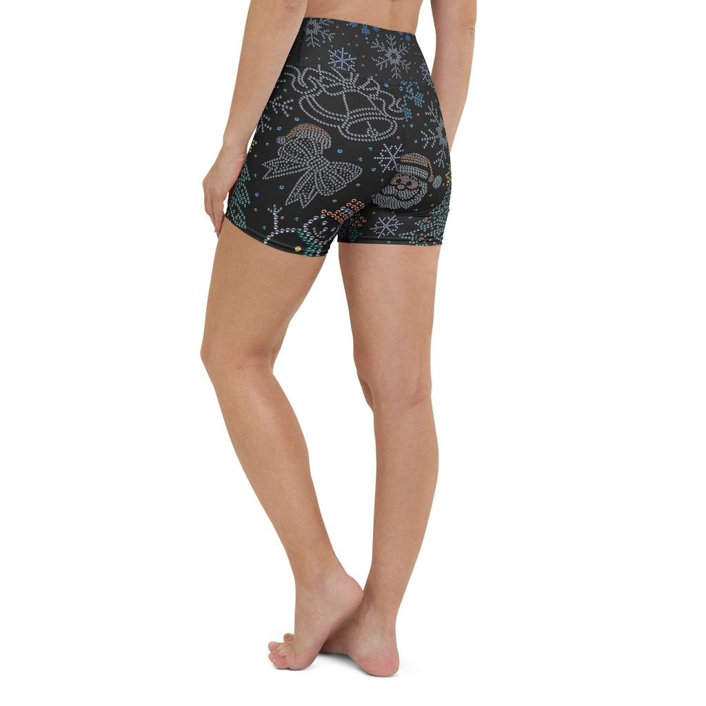 Faux Rhinestone Christmas Yoga Shorts