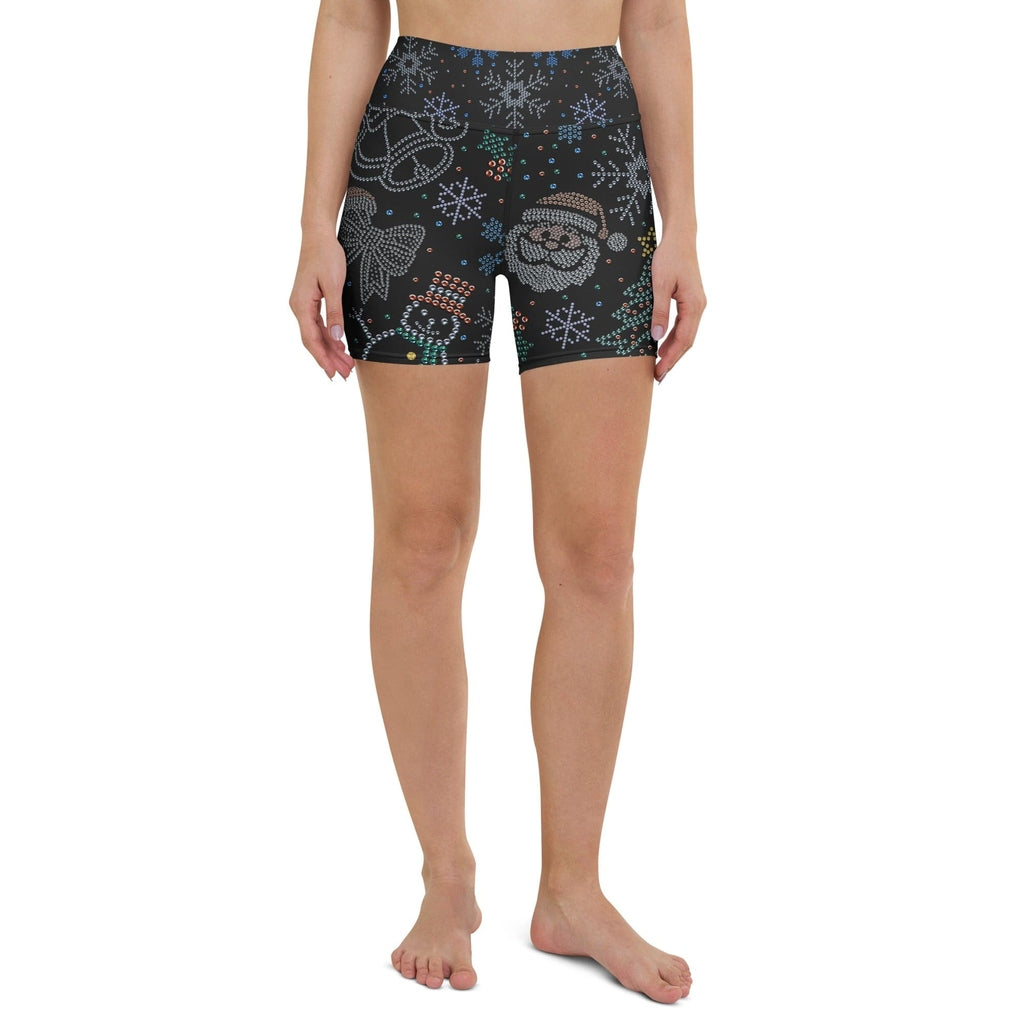Faux Rhinestone Christmas Yoga Shorts