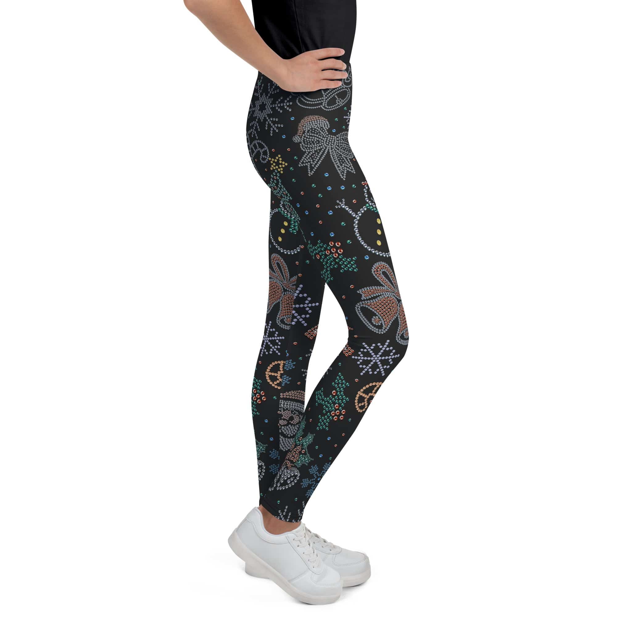 Faux Rhinestone Christmas Youth Leggings