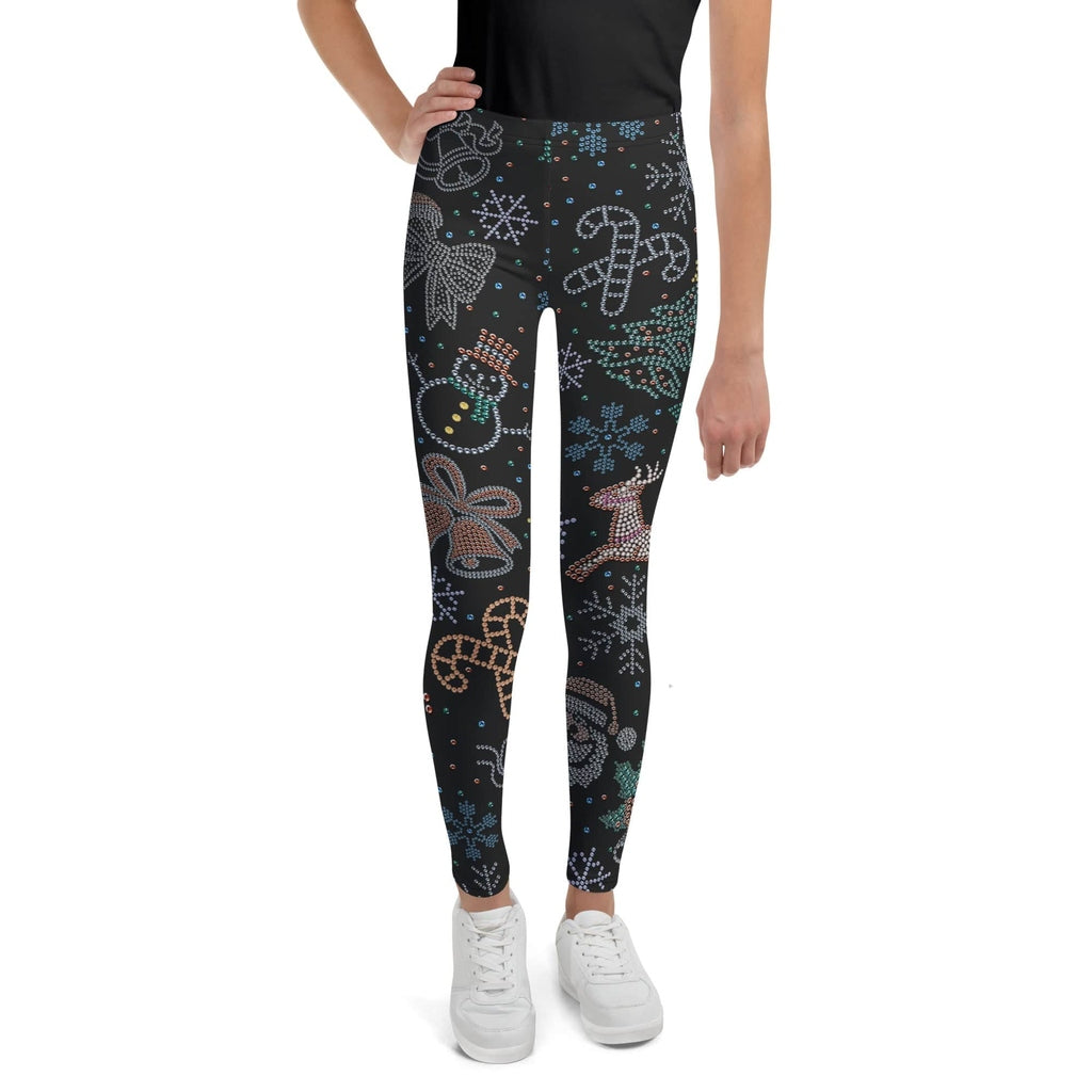 Faux Rhinestone Christmas Youth Leggings