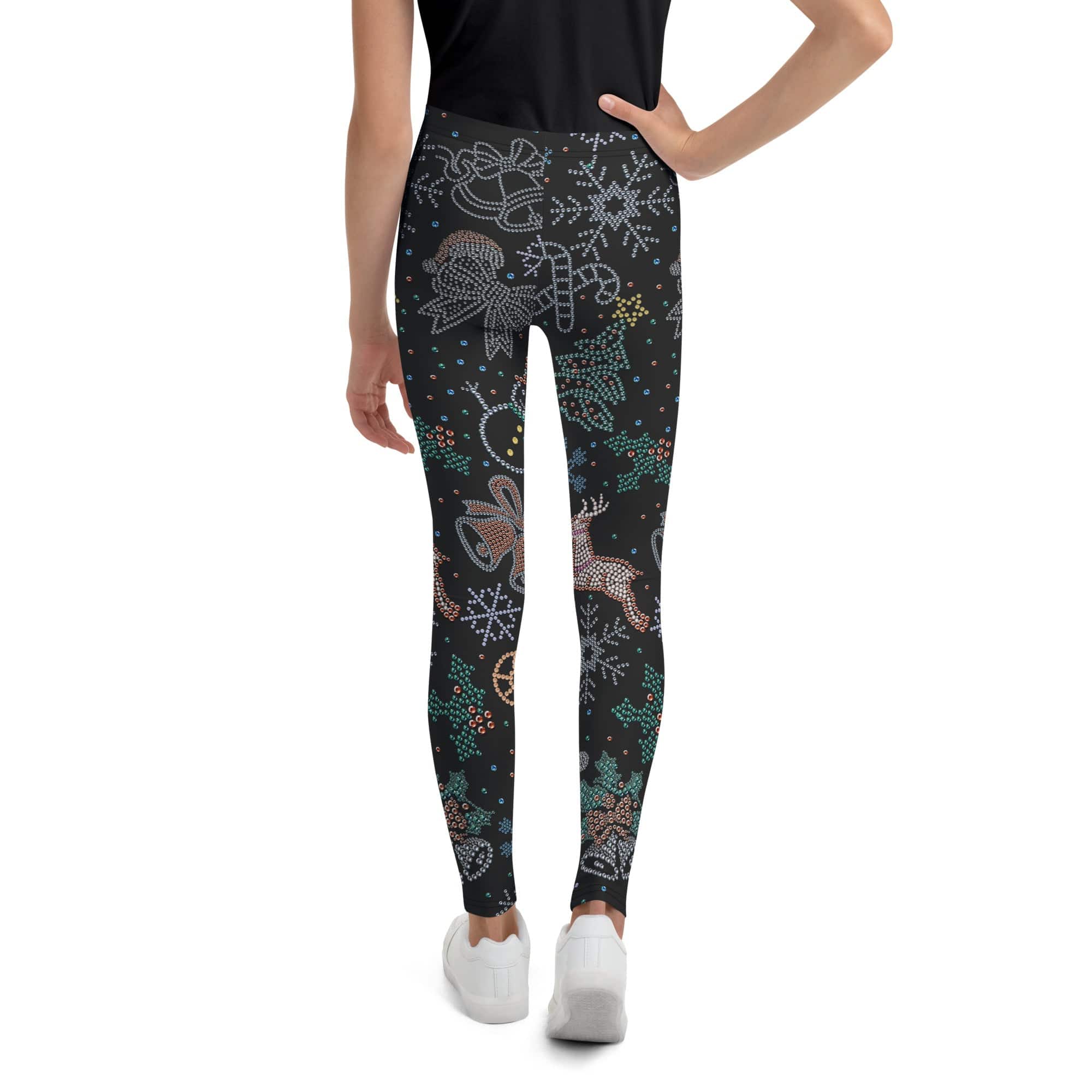 Faux Rhinestone Christmas Youth Leggings