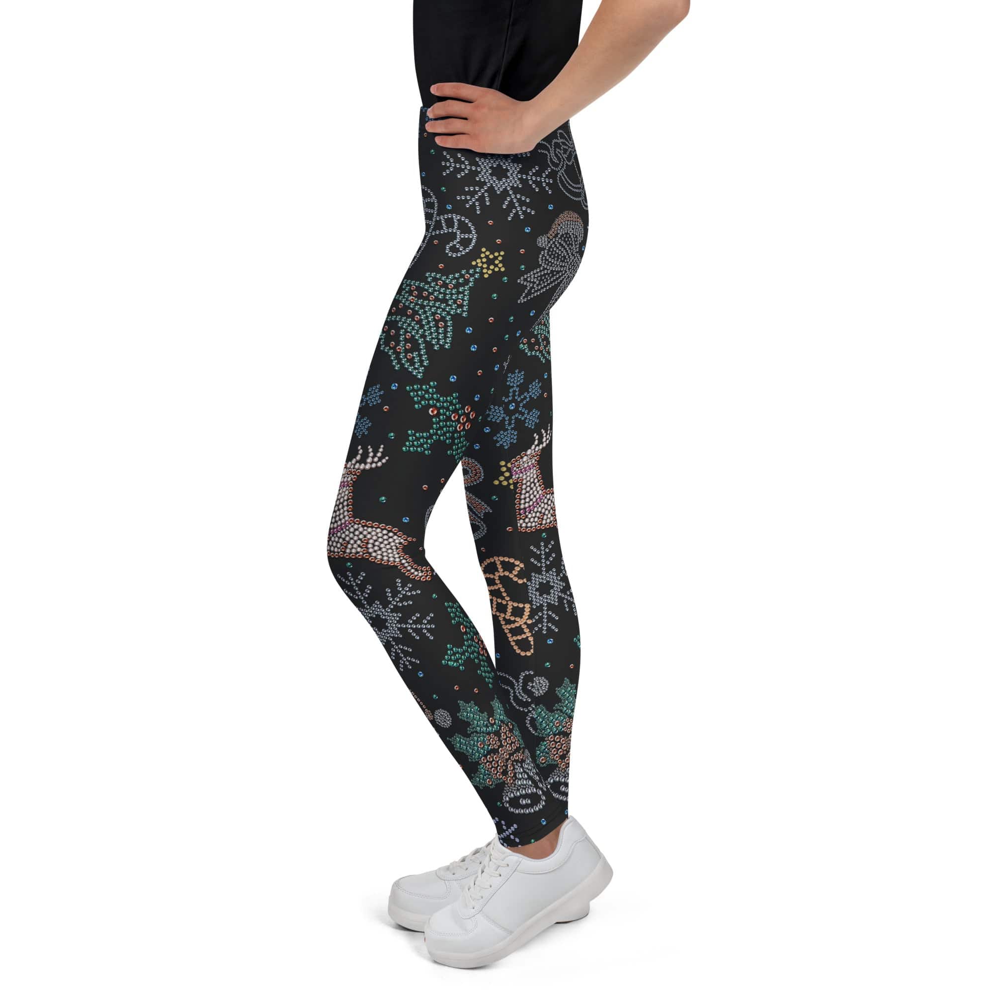 Faux Rhinestone Christmas Youth Leggings