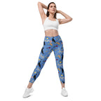 Feline & Flower Pattern Leggings With Pockets