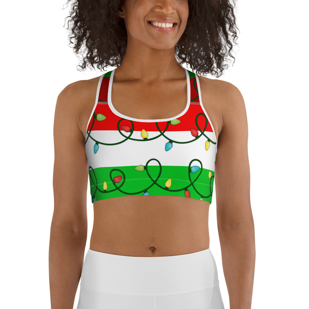 Festive Christmas Lights Sports Bra