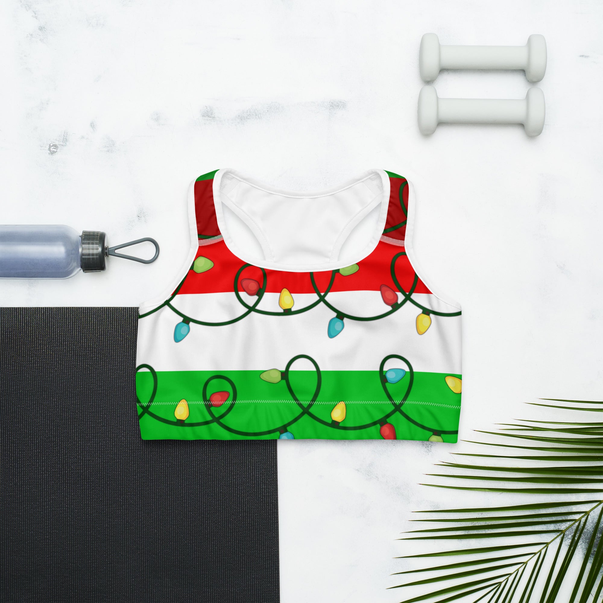 Festive Christmas Lights Sports Bra