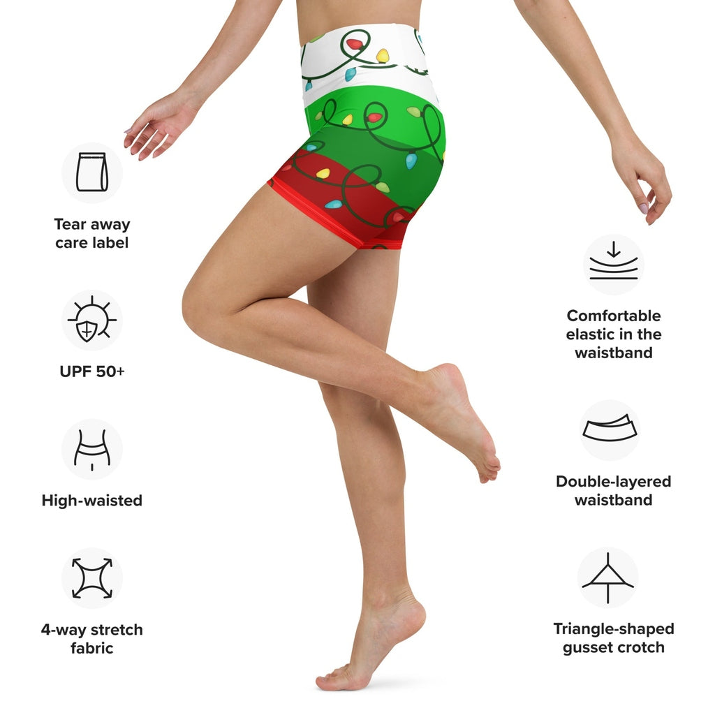Festive Christmas Lights Yoga Shorts