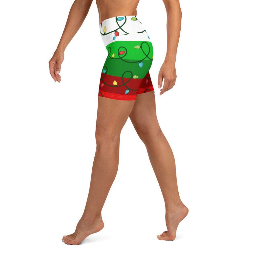 Festive Christmas Lights Yoga Shorts