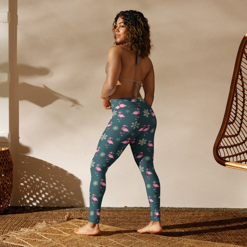 Festive Flamingos Yoga Leggings