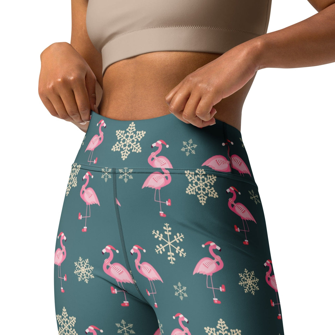 Festive Flamingos Yoga Leggings