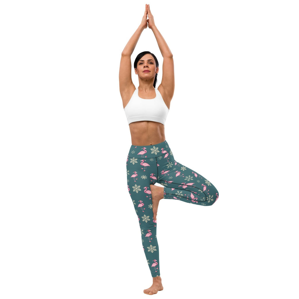 Festive Flamingos Yoga Leggings