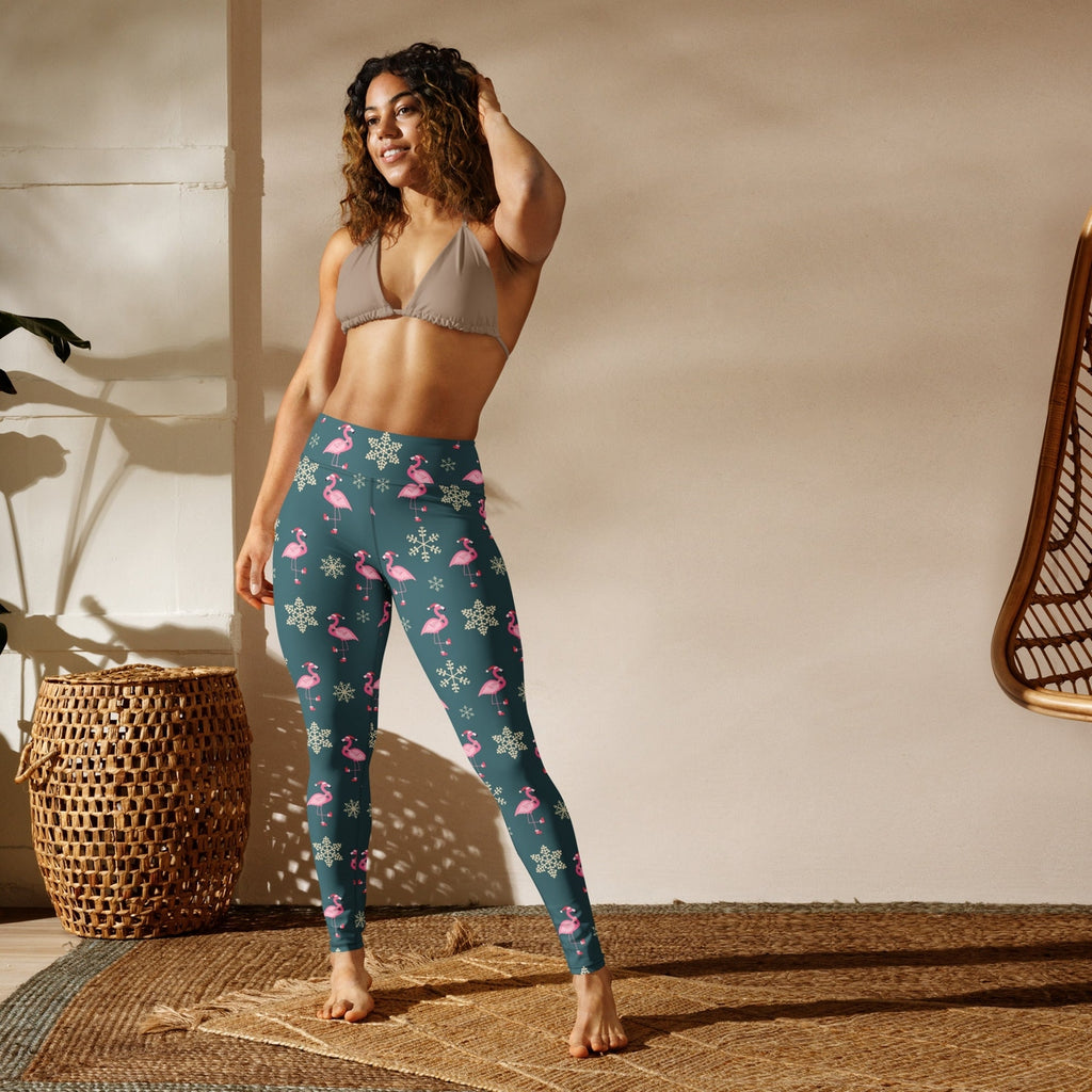 Festive Flamingos Yoga Leggings