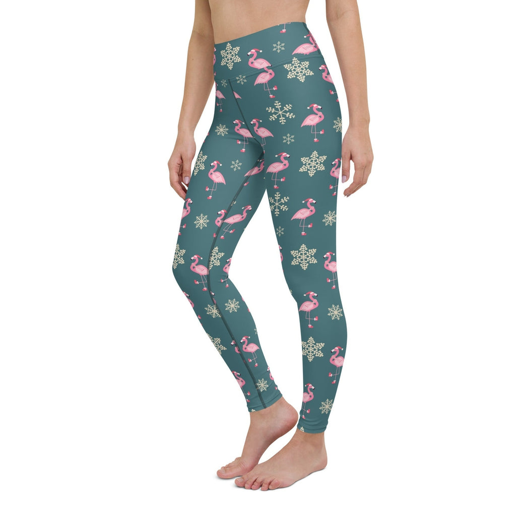 Festive Flamingos Yoga Leggings