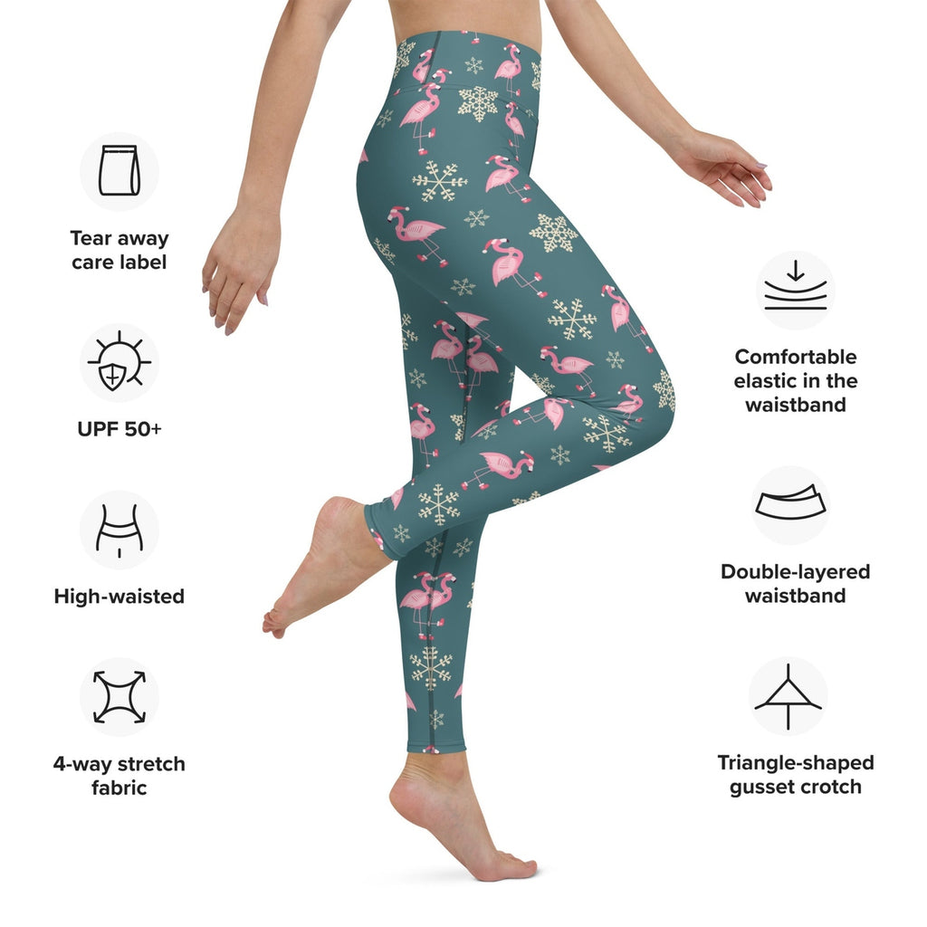 Festive Flamingos Yoga Leggings