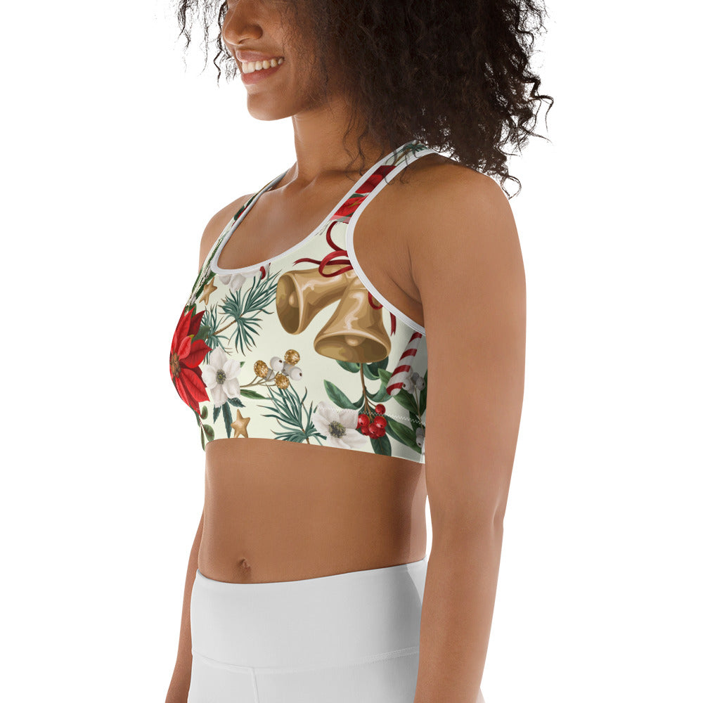 Festive Floral Delight Sports Bra