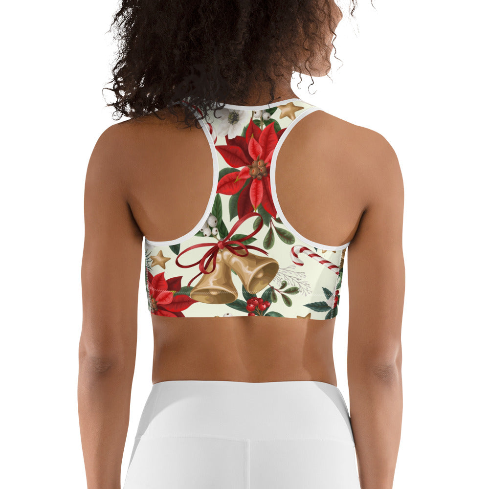 Festive Floral Delight Sports Bra