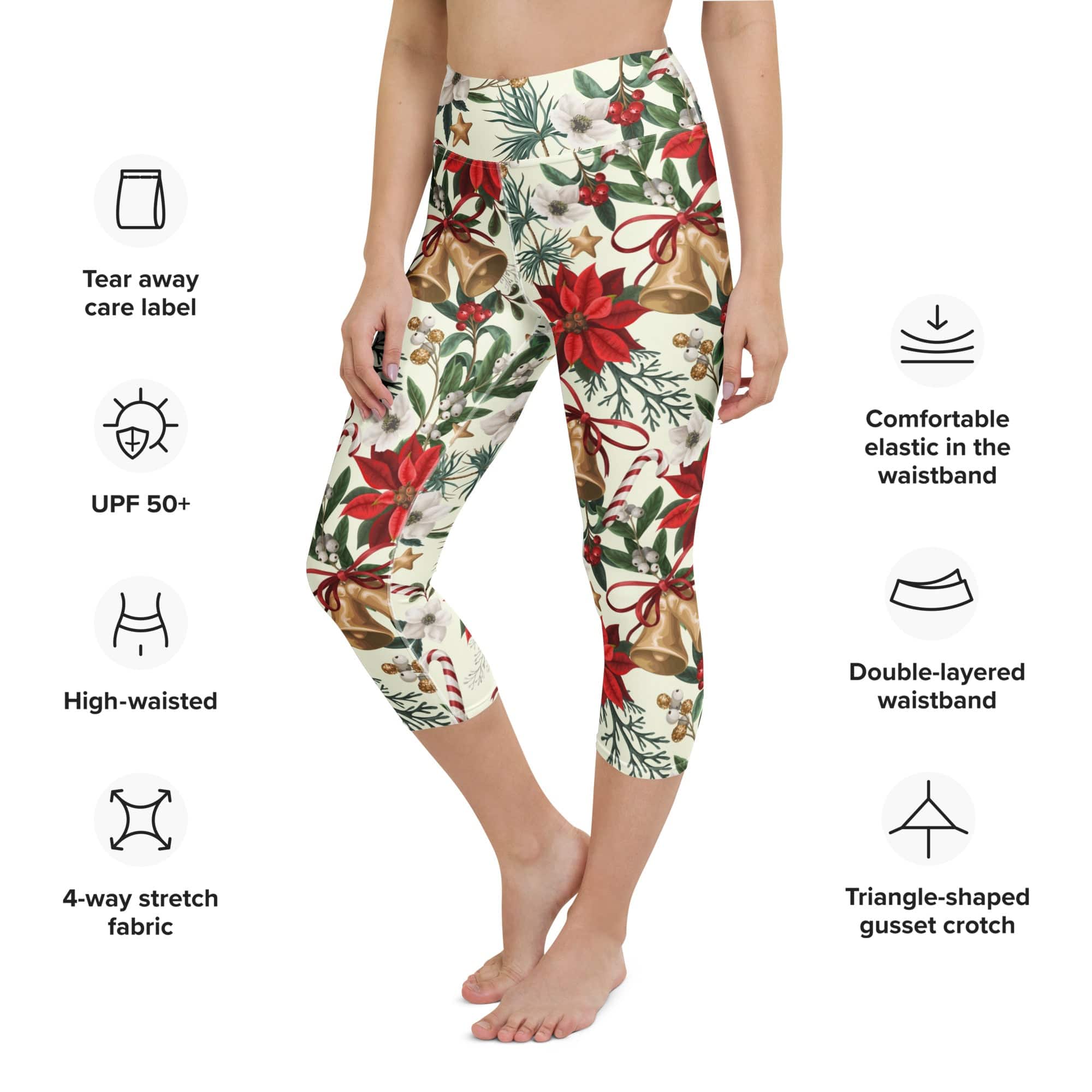 Festive Floral Delight Yoga Capris