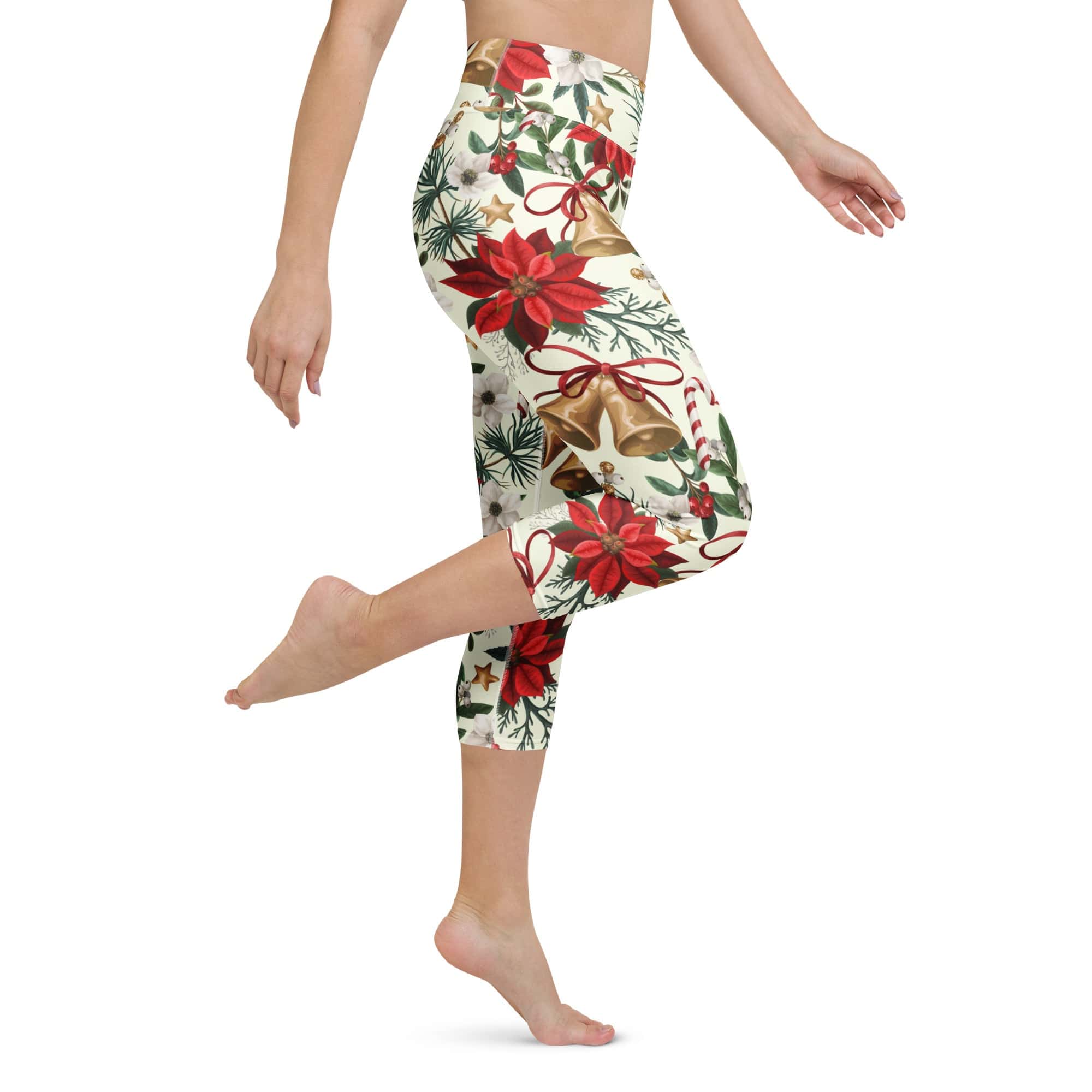 Festive Floral Delight Yoga Capris