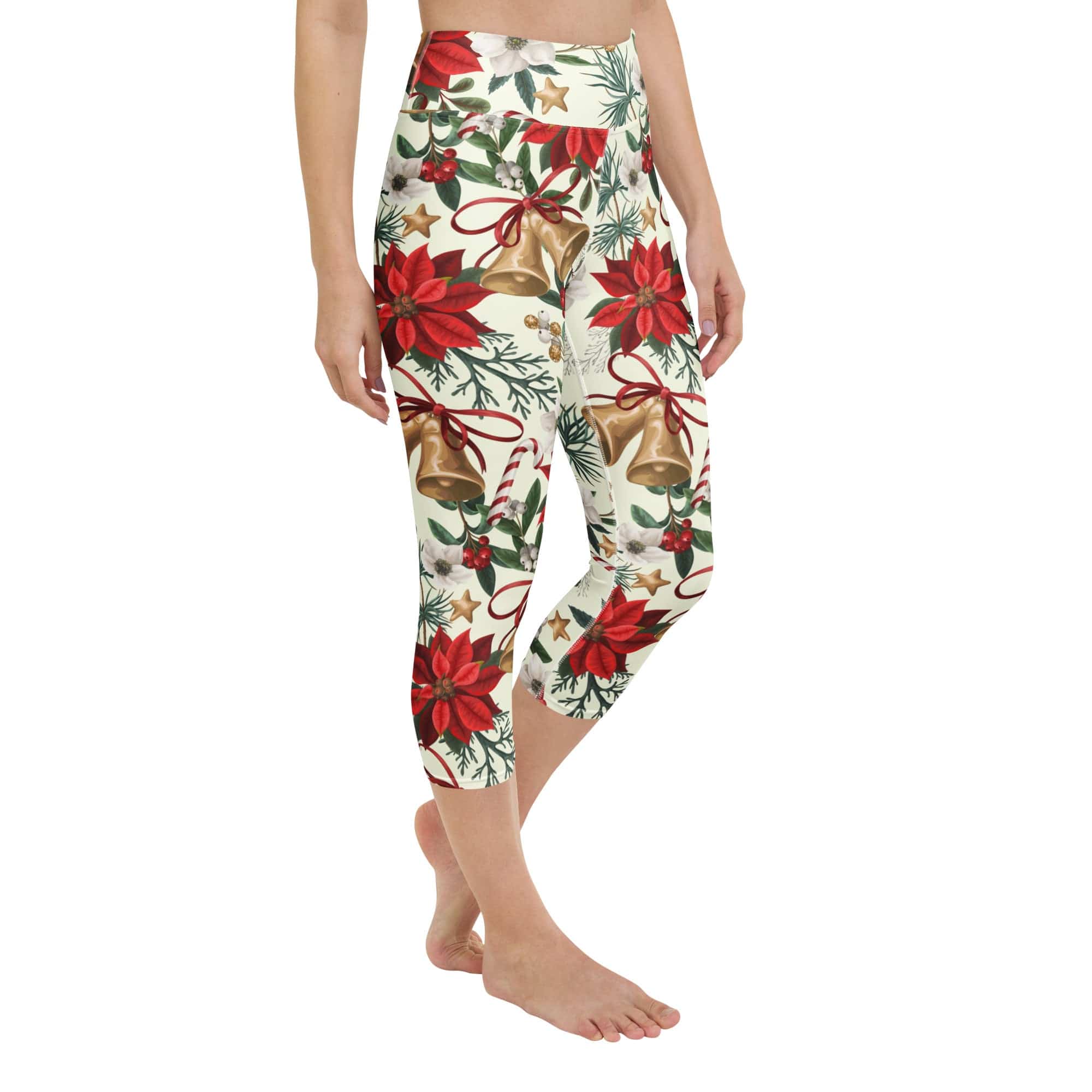 Festive Floral Delight Yoga Capris