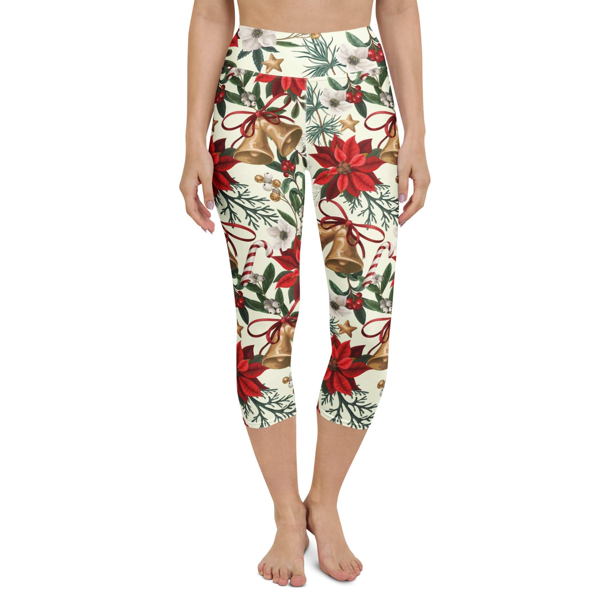 Festive Floral Delight Yoga Capris