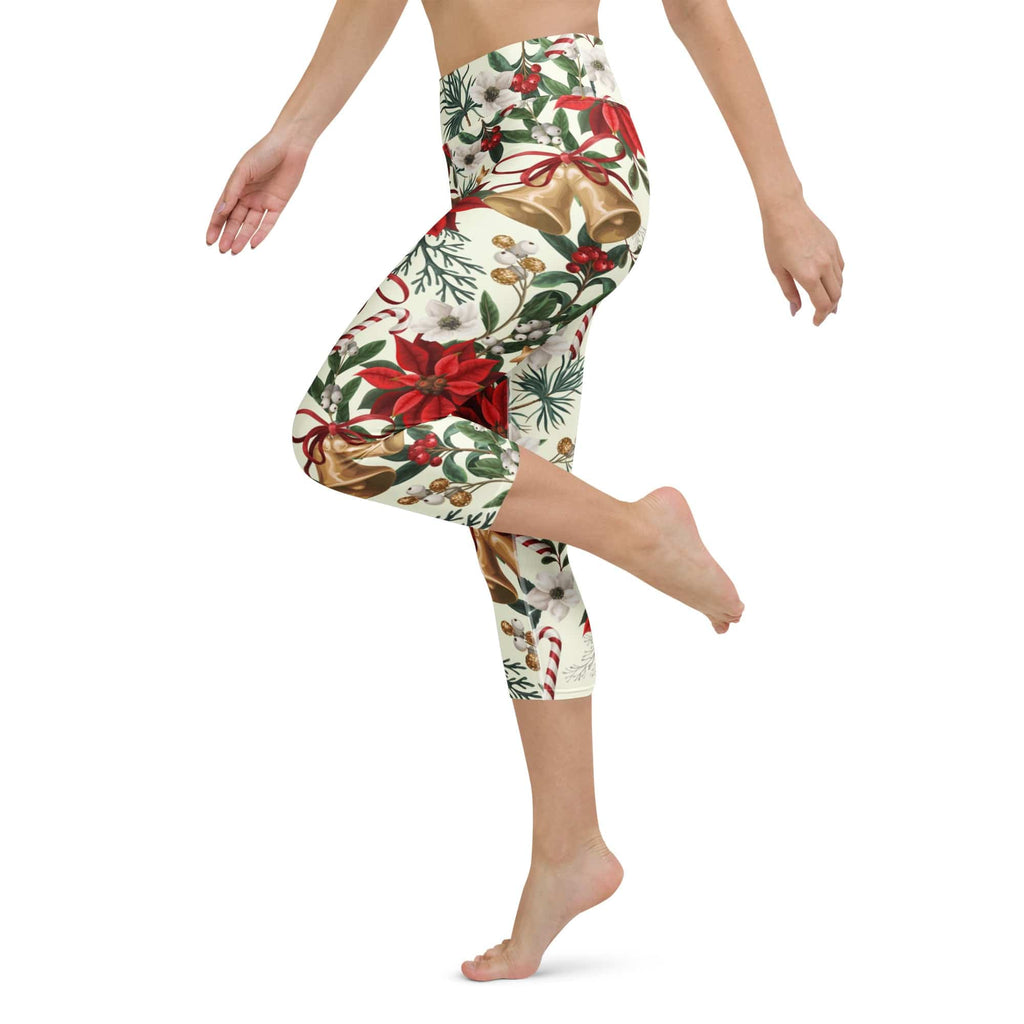 Festive Floral Delight Yoga Capris