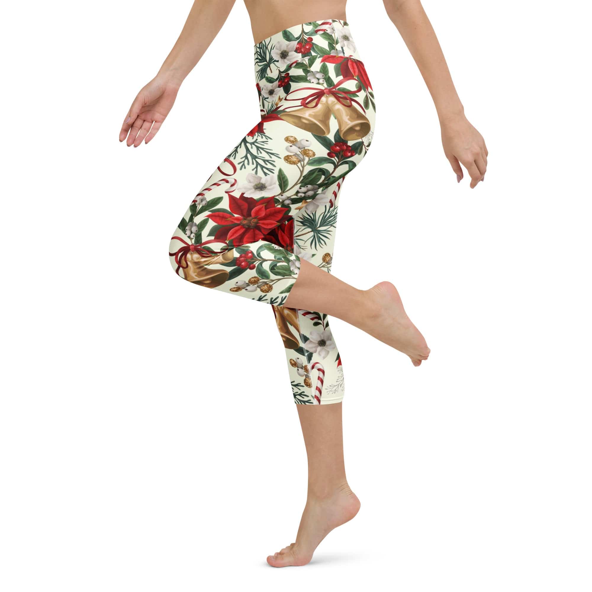 Festive Floral Delight Yoga Capris