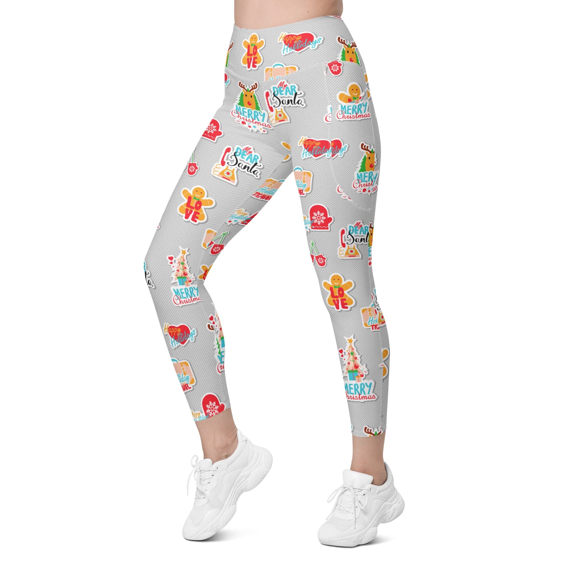 Festive Stickers Leggings With Pockets