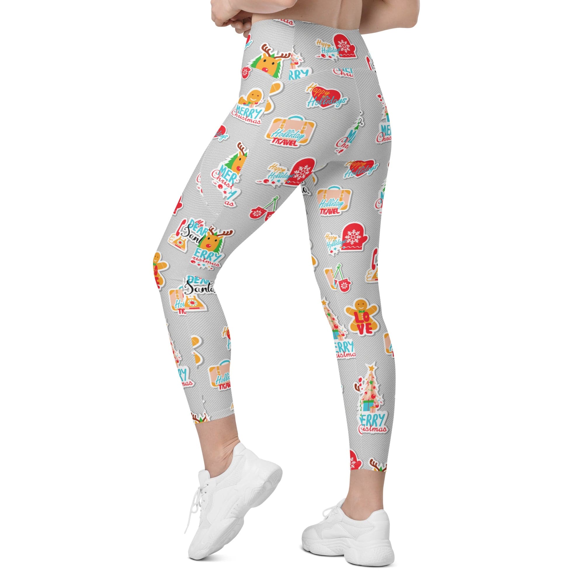 Festive Stickers Leggings With Pockets