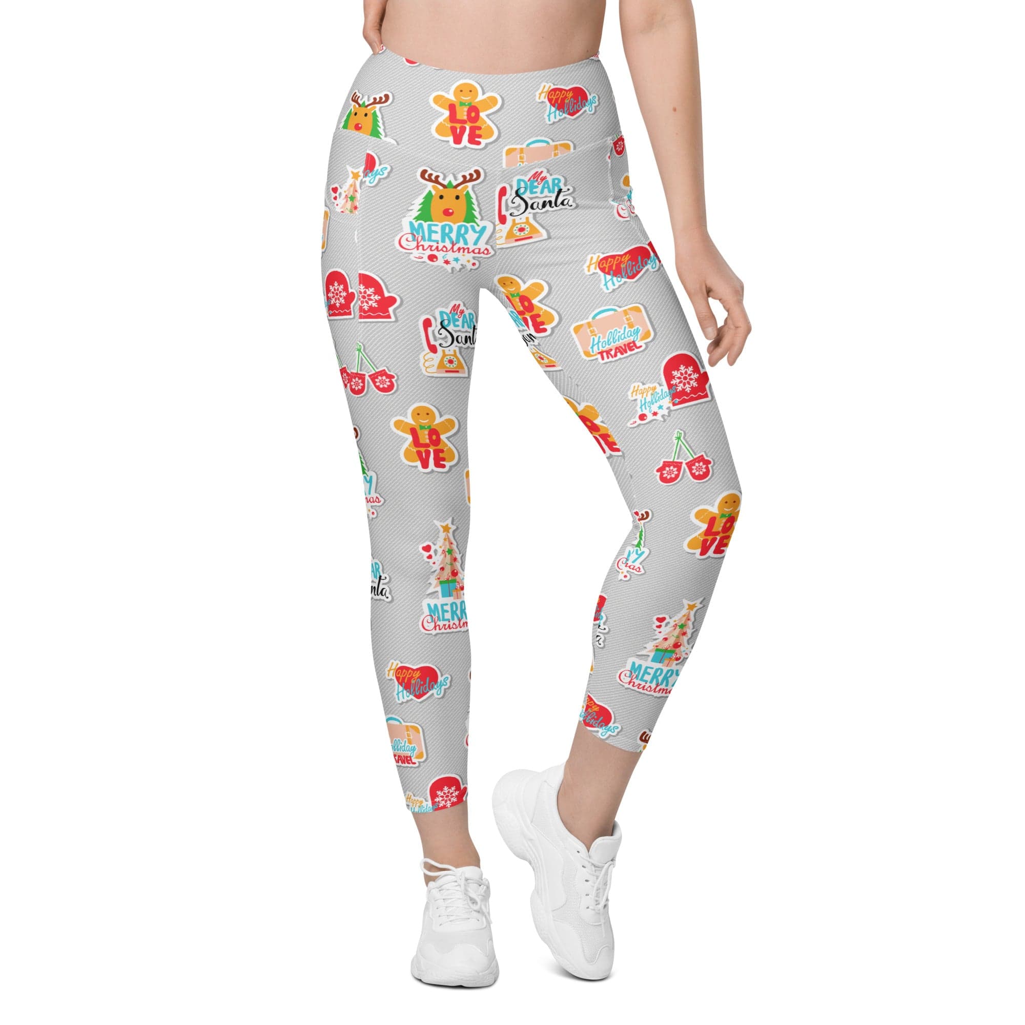 Festive Stickers Leggings With Pockets