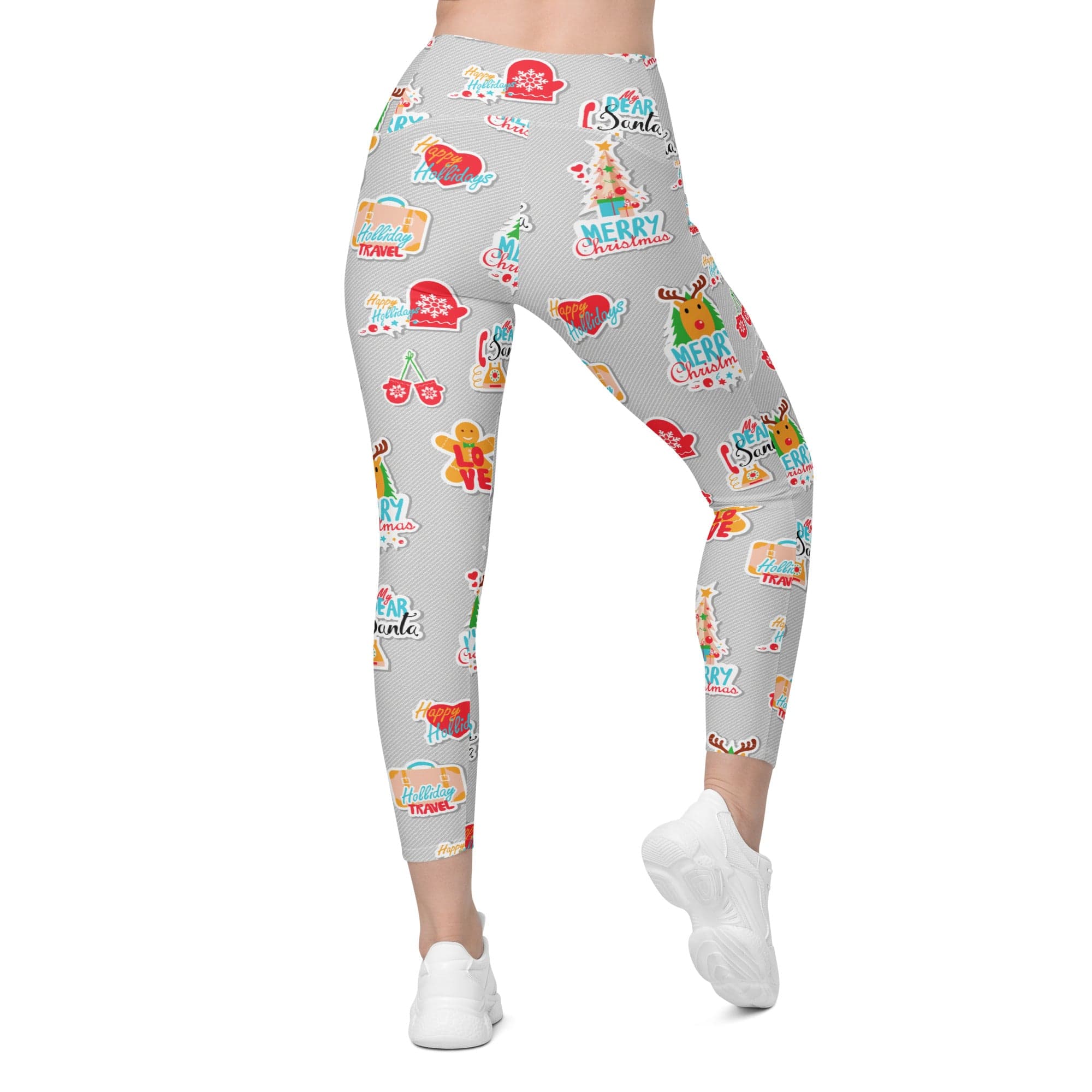 Festive Stickers Leggings With Pockets